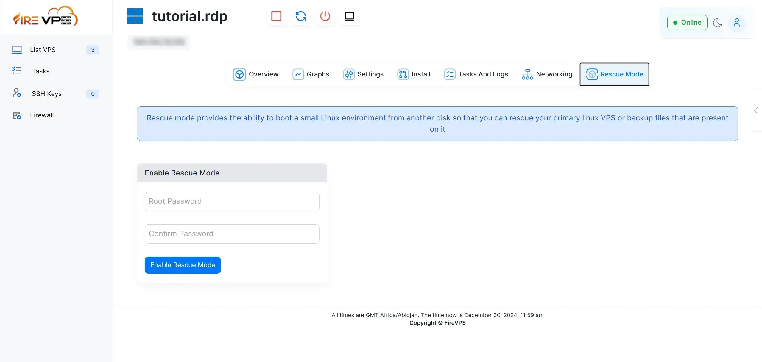Control Panel Rescue Mode